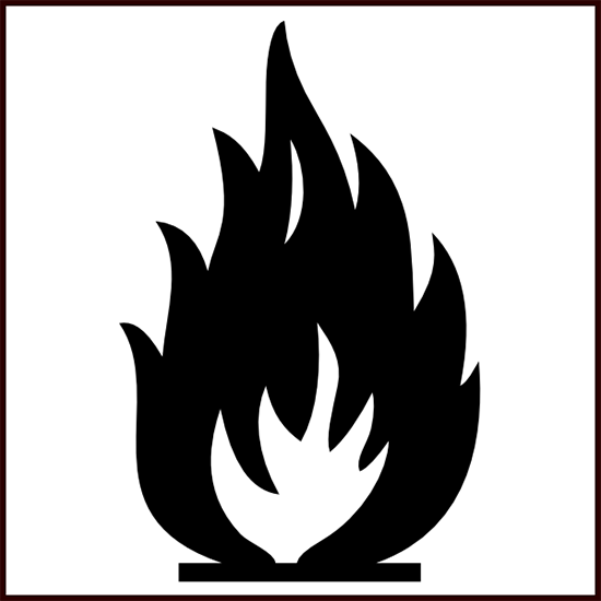 Biểu tượng ngọn lửa thường xuất hiện rất phổ biến trên các bao bì, nó thể hiện tính dễ cháy nổ của sản phẩm, vì vậy mà bạn nên đặt chúng cách xa các nguồn nhiệt và lửa.
