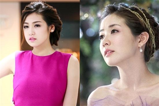 Á hậu Tú Anh từ lâu đã được đánh giá rất giống nữ diễn viên nổi tiếng Hàn Quốc - Choi Jung Won. Sở hữu gương mặt đầy phúc hậu, má lúm dồng tiền, độ giống nhau giữa họ lên đến 80%