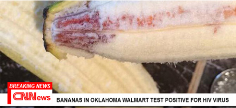 Mẫu chuối chín các trẻ ăn phải ở Walmart Oklahoma đều có chứa virus HIV