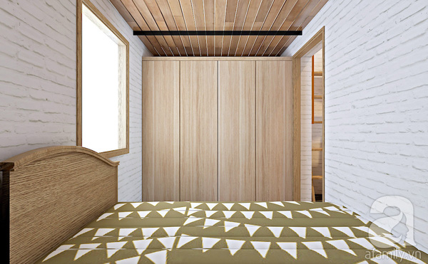 Phòng ngủ đơn giản với nội thất gỗ