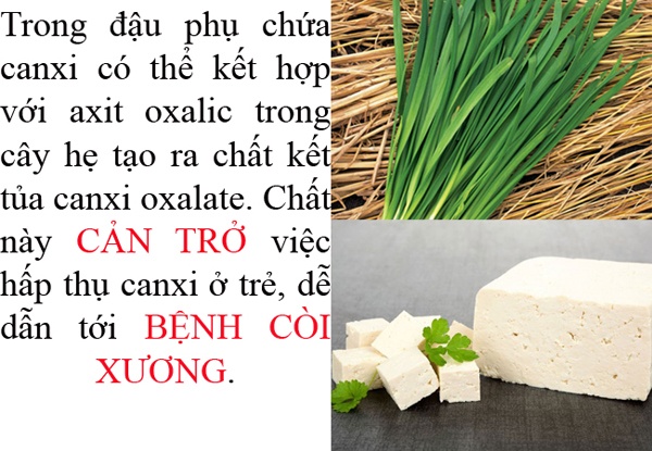 Đậu phụ không nên kết hợp cùng lá hẹ.