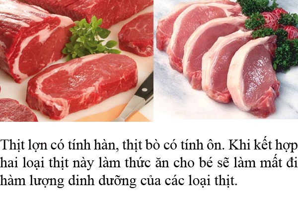 Thịt lợn và thịt bò rất kị nhau.