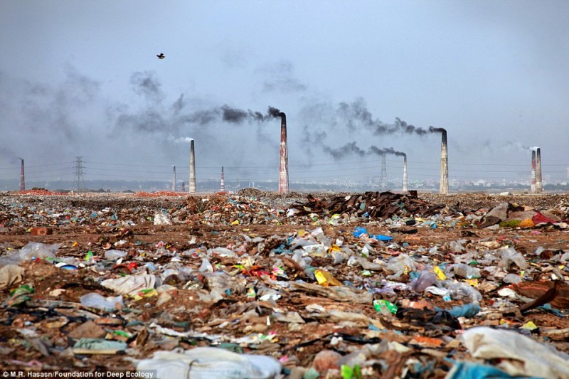 Một nhà máy đốt rác thải và quang cảnh khu vực xung quanh ở Bangladesh (ảnh: Foundation for Deep Ecology)