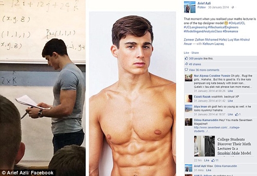 Học sinh nữ từng ngồi nghe thầy Pietro Boselli giảng cũng nhiệt tình chụp ảnh thầy giáo và kèm theo những lời có cánh như: “Khoảnh khắc đó là khi bạn nhận ra giảng viên toán học của mình là một mô hình thiết kế hàng đầu” hay “Đây là lý do tại sao tôi không bao giờ bỏ lỡ một tiết học nào”. 