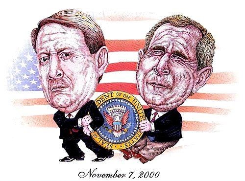 Cuộc bầu cử giữa hai ứng viên Bush của đảng Cộng hòa và Al Gore của đảng Dân chủ năm 2000 còn được gọi là "cuộc đua bất tận" với những tranh cãi kéo dài dai dẳng. Ảnh: Pinterest