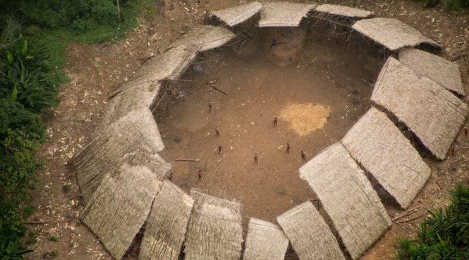 Hình ảnh ngôi nhà lớn của một nhóm người thuộc bộ lạc Yanomami ở vùng rừng rậm Amazon thuộc Brazil – Ảnh: Guilherme Gnipper Trevisan/Hutukara.