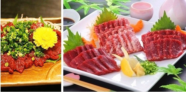 Hẳn các bạn đã quen thuộc với món cá sống sashimi của Nhật Bản. Nhưng người ta thậm chí còn ăn cả thịt ngựa sống, hơn nữa nó còn có một tên khác mỹ vị hơn nhiều, đó là: thịt anh đào